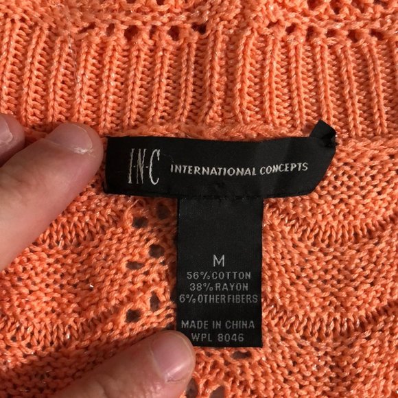 {INC International} Peach Open Front Crochet Shrug - Picture 5 of 7